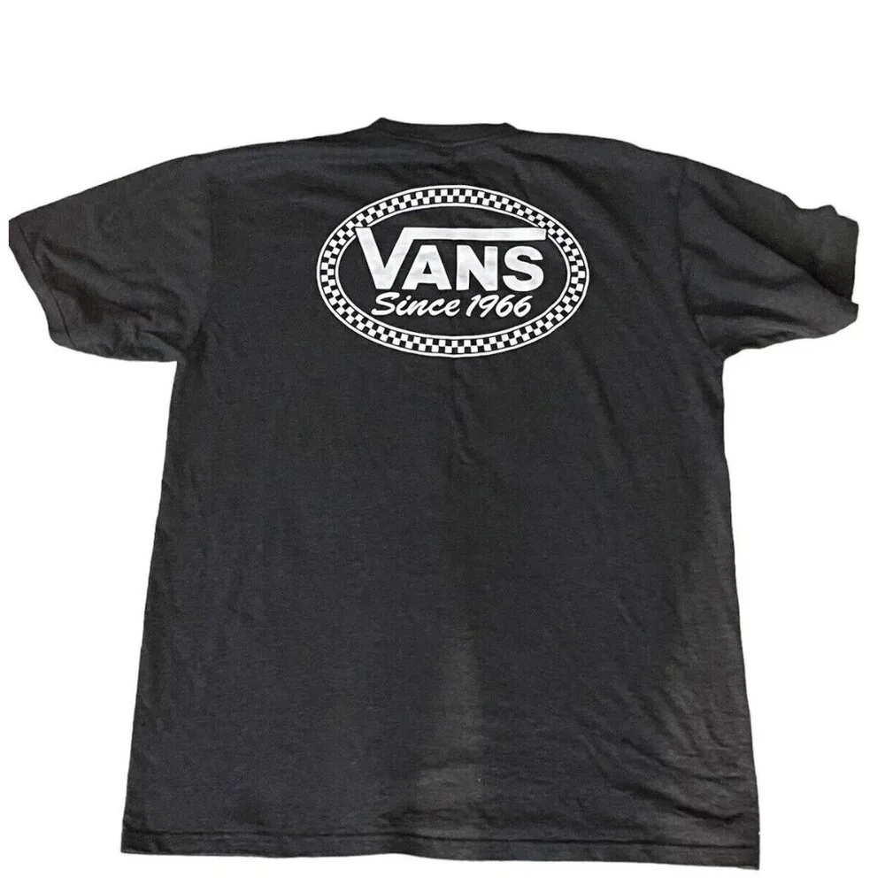 Vans Shirt Mens Large Dark Gray Crewneck Logo Short Sleeve Graphic Tee Lounge - Picture 4 of 6